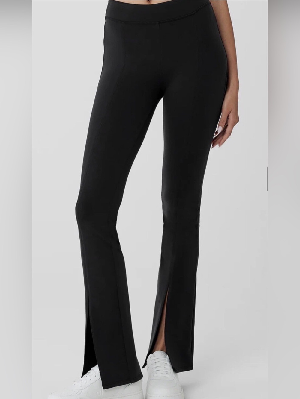 Alo Yoga Intention Side Split Pants M Black Flare Slit Leggings Athleisure
